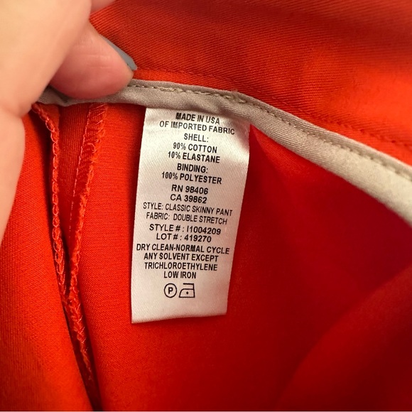 Theory Classic Skinny Pant in Double Stretch Cotton Fire Opal Size 4 - Picture 7 of 7